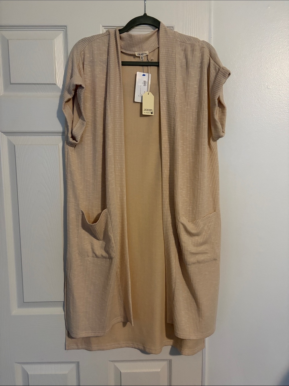 Open-Front Ribbed Cardigan - Cream
